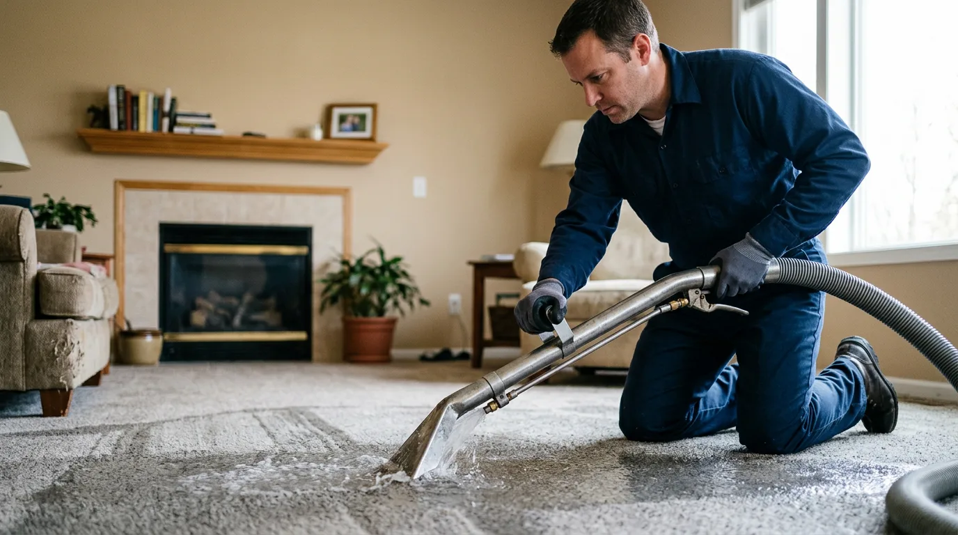Water damage restoration technician working near Paradise, TX